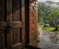 Akshay Oberoi Karjat farmhouse red brick courtyard home