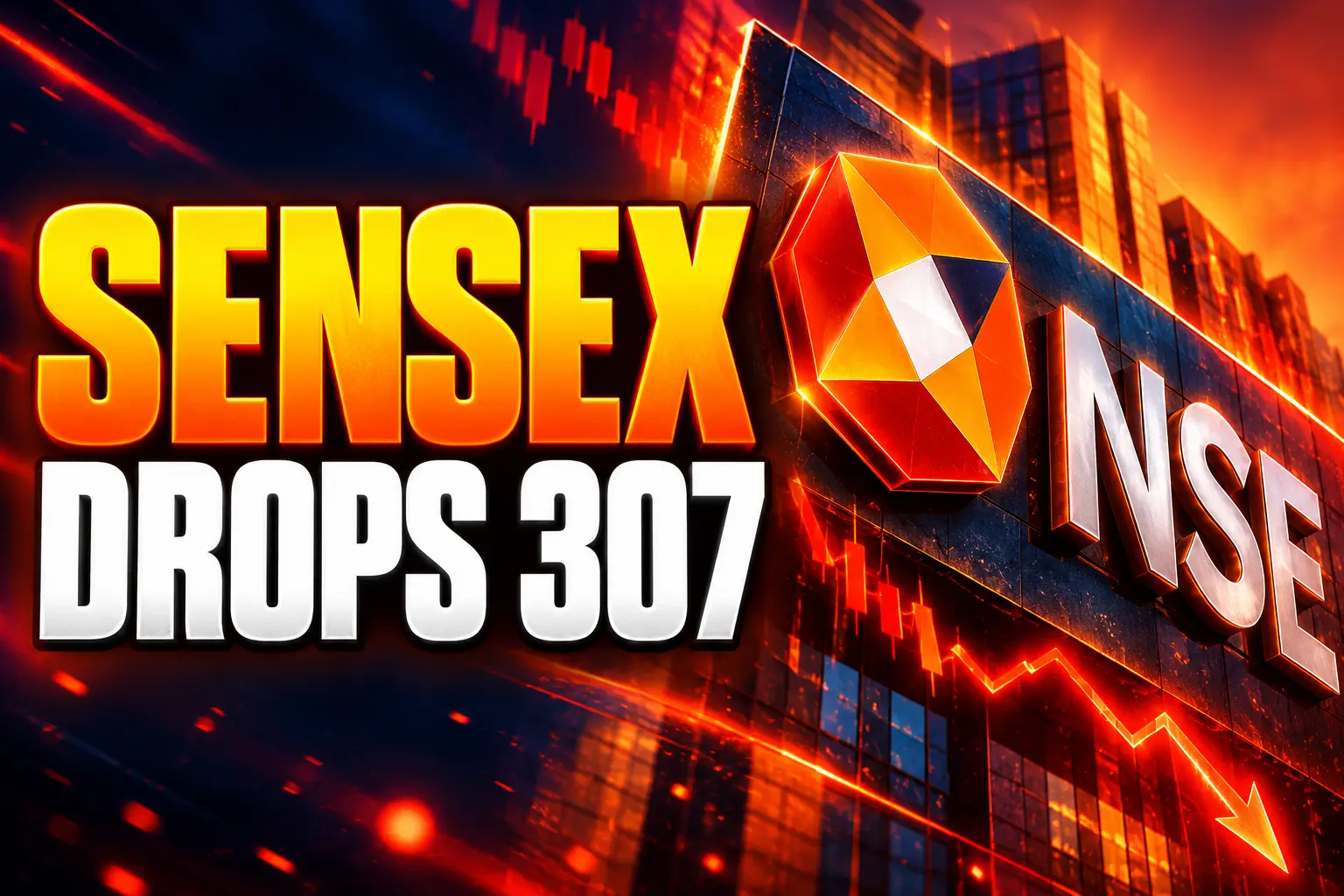 Sensex drops 307 points Monday NSE closing auction