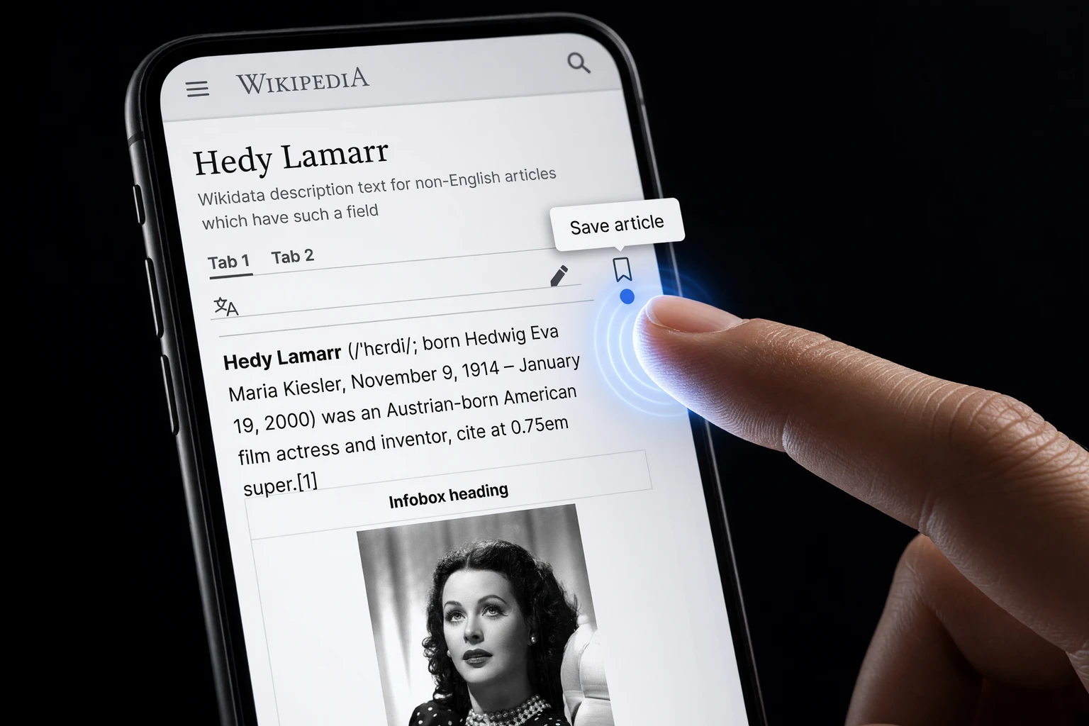 Wikipedia Reading Lists bookmark icon September mobile rollout
