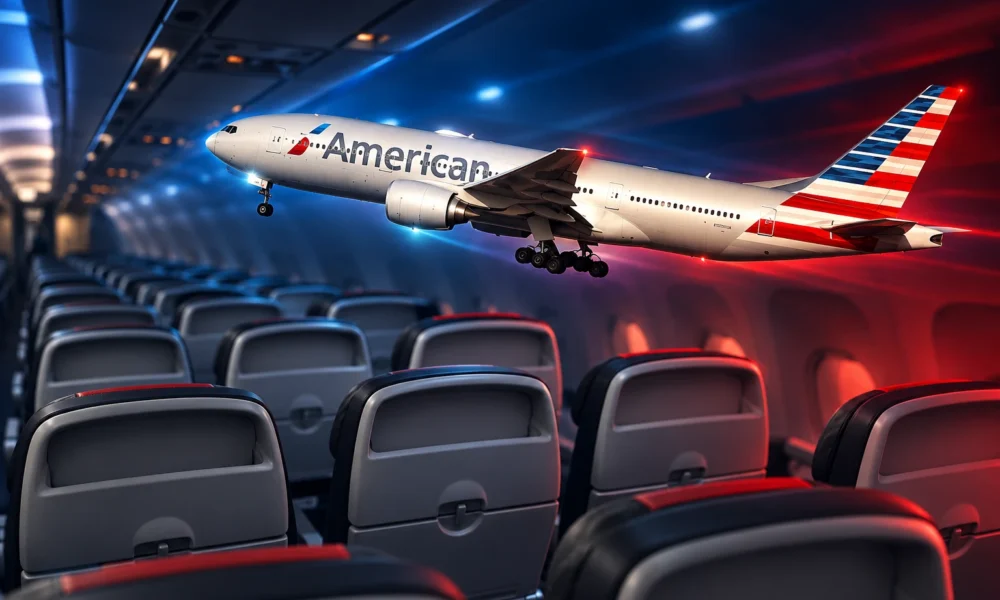 American Airlines Flight 1779 passenger stripped seat 9D
