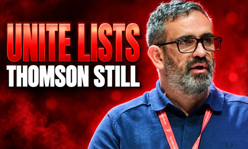 Derek Thomson Unite Scotland secretary still listed