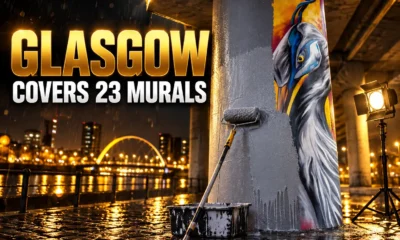 Glasgow Kingston Bridge murals covered for Batman filming