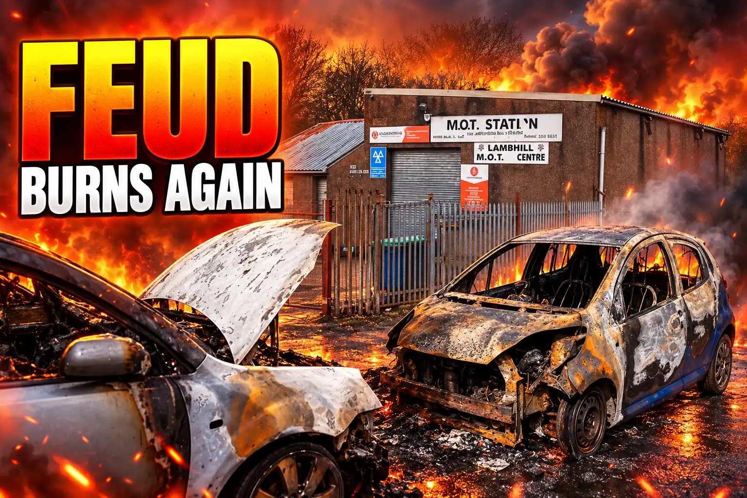 Lambhill Motors garage fire Glasgow gang feud