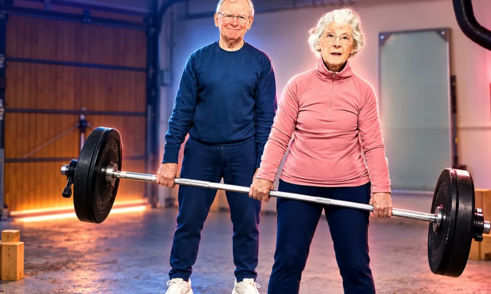 Clare Johnston barbell training with Rhoda and Michael