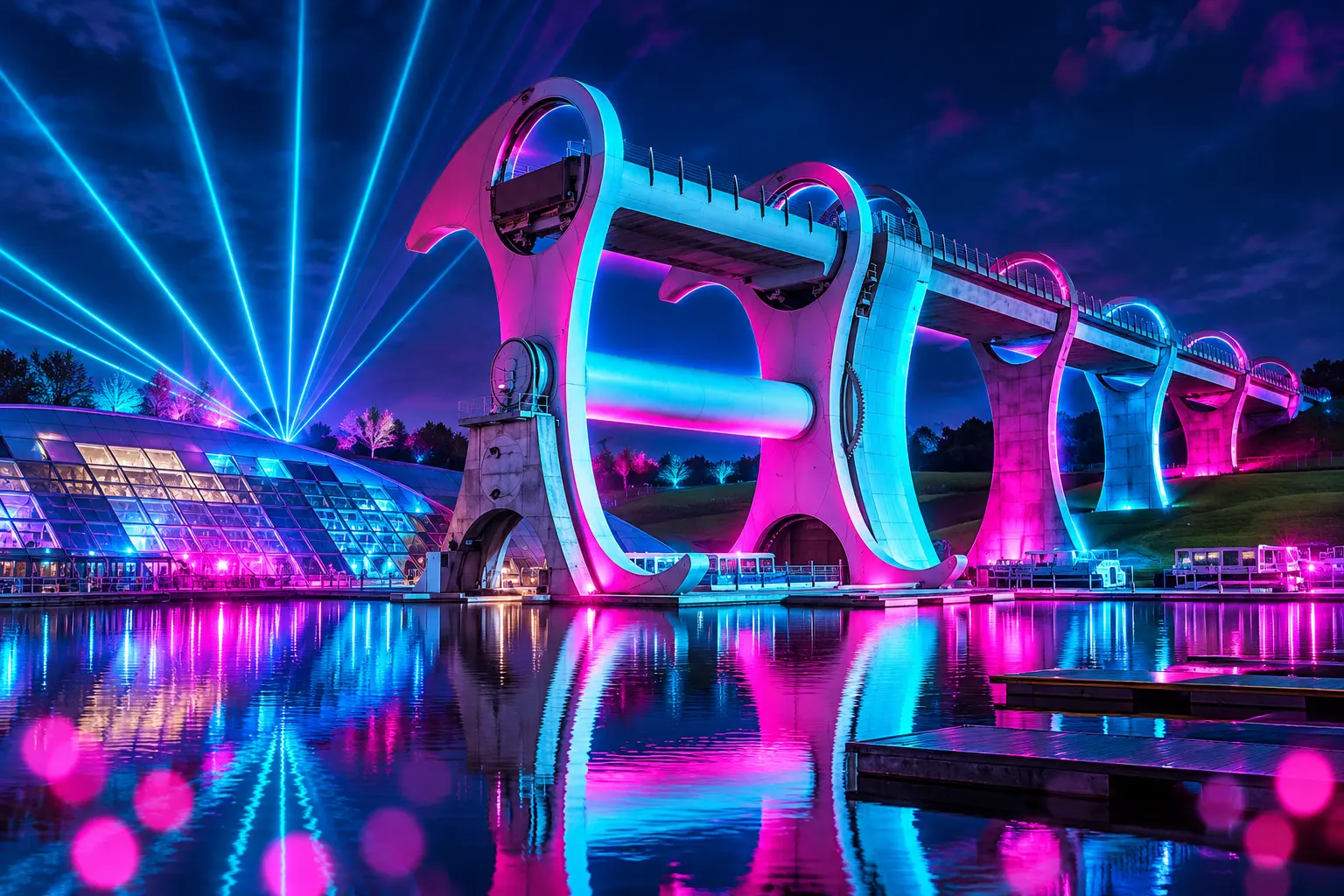 Falkirk Wheel Illumin8 laser anniversary weekend