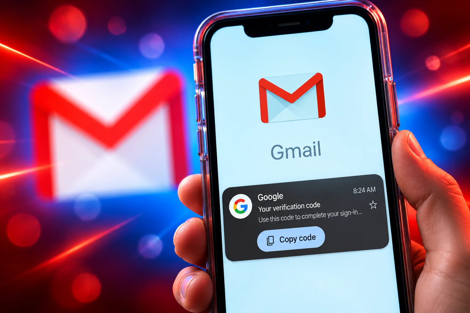 Gmail copy code button Android iOS OTP