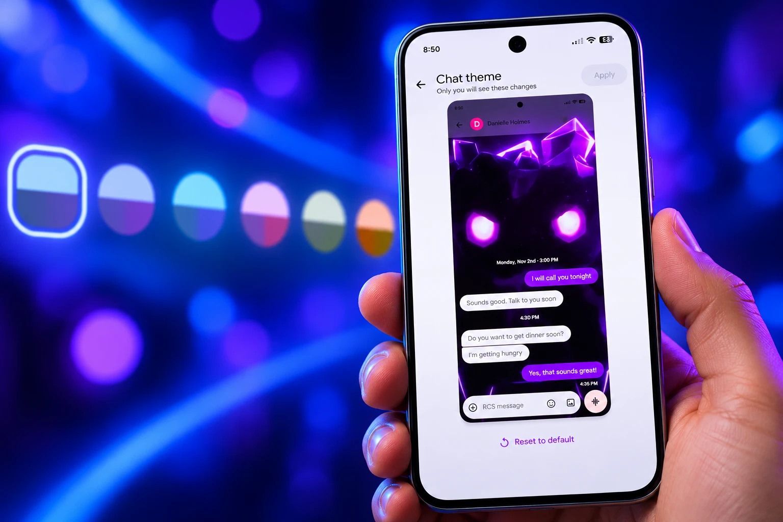 Google Messages chat themes on ordinary SMS threads