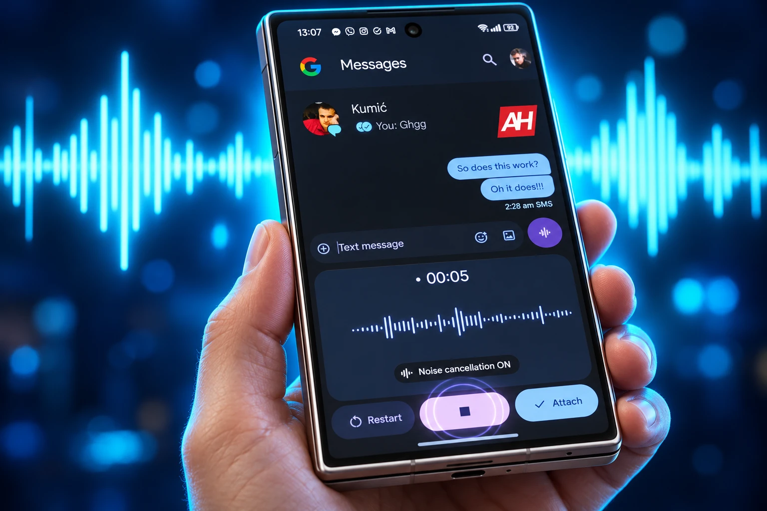 Google Messages one-tap RCS voice notes beta