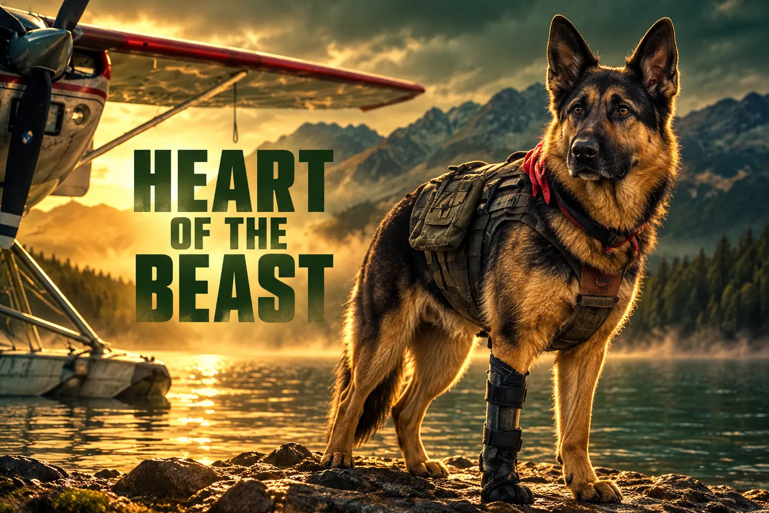 Heart of the Beast rescue dog Uber above Brad Pitt