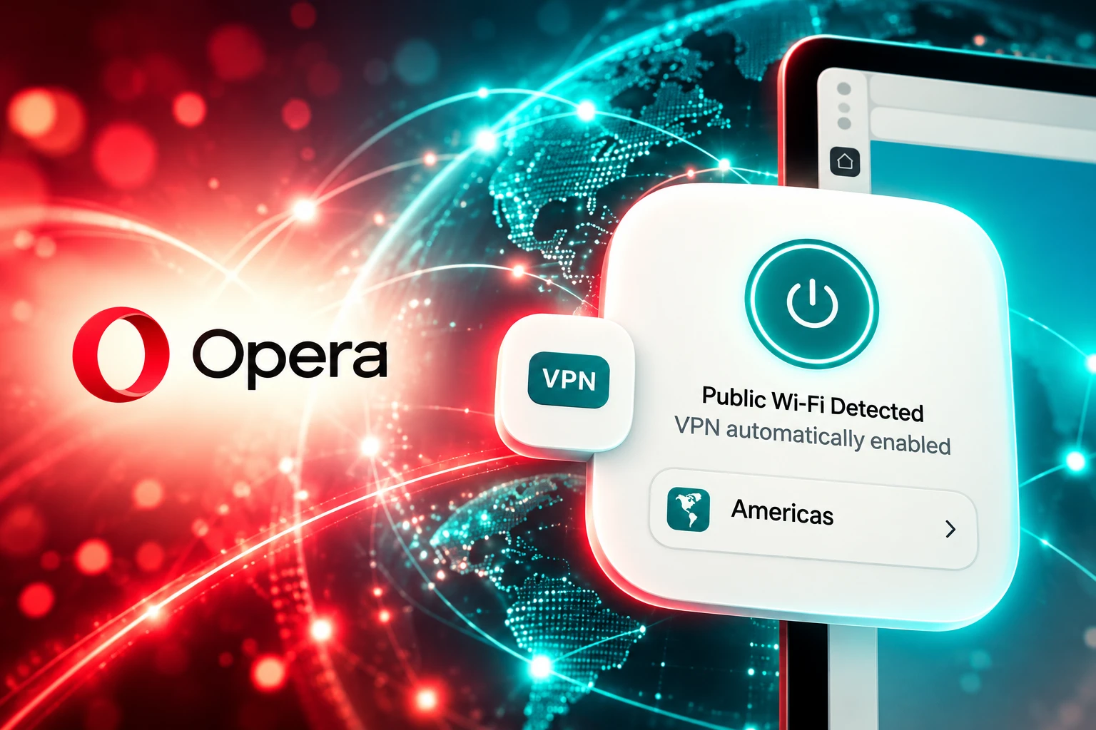 Opera public Wi-Fi VPN still starts off