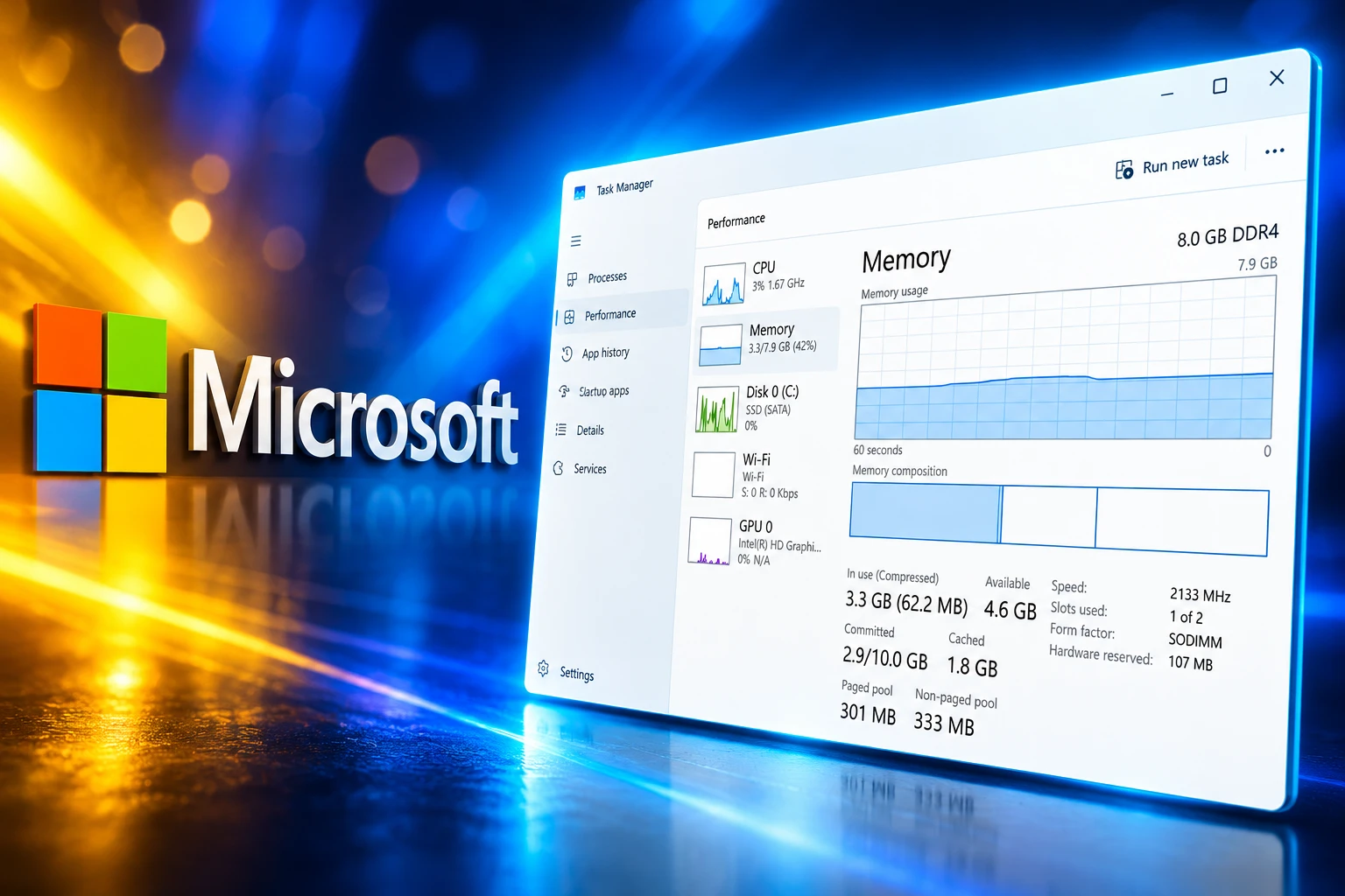 Windows 11 26H2 8GB RAM idle usage drop
